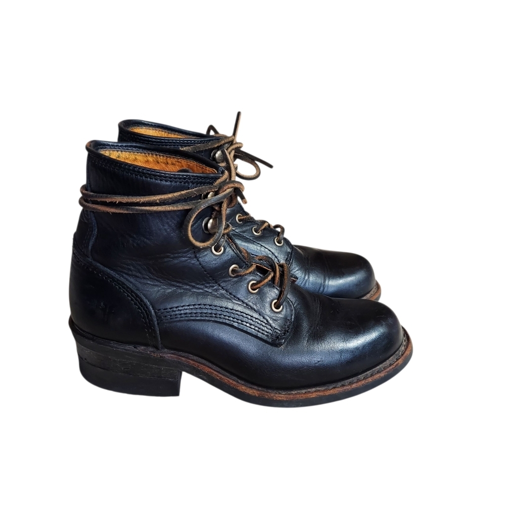 Vintage 70s Frye Women's Black Leather Lace-up Ankle Boots USA Goodyear Welt - Picture 16 of 16